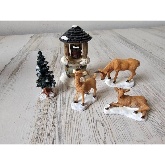 Deer tree well Xmas village accessory decor deer - Picture 1 of 4